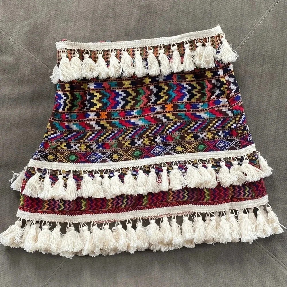 Festival! Shein tube top  multicolored sleeveless shirt black red green tassels